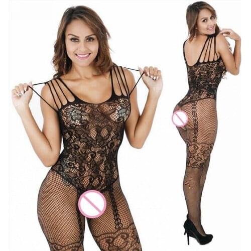 Women Open Crotch Fishnet Bodystocking Crotchless Transparent Plus Size Bodysuit Underwear Fetish Stripper Sex Lingerie Pajamas