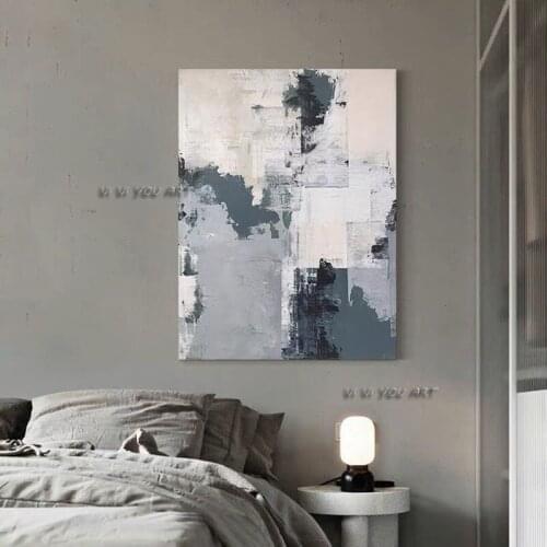 100% Handmade Abstract Oil Painting On Canvas Contemporary Blue Minimalist Modern Wall Art Decorative For Living Room