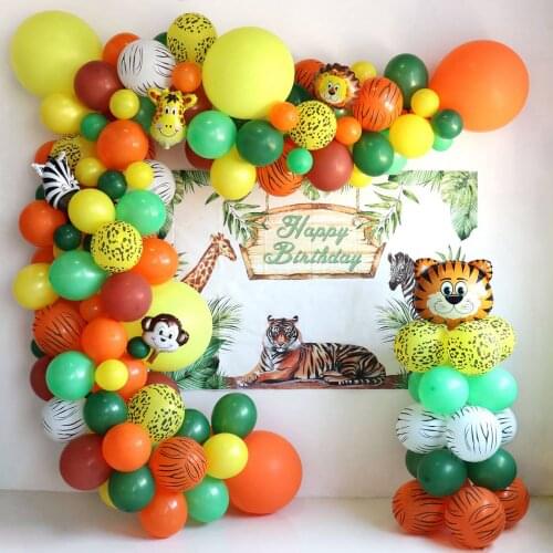 175 pcs Jungle Safari Theme Party Balloon Garland Kit Arch Animal Balloons for Kids Boys Birthday Party Baby Shower Decorations