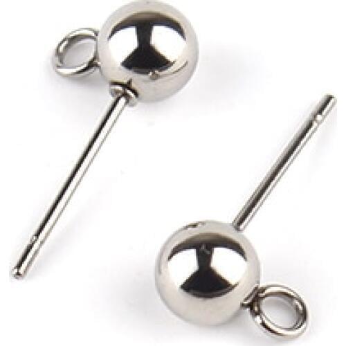 20pcs/lot 4mm 5mm 6mm Silver Tone Stainless Steel Ball Ear Post Studs Earrings Back Accessories Jewelry Findings F2261
