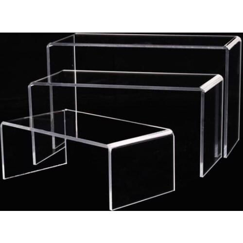 3 Pcs U Shaped Acrylic Storage Rack Clear Shelf Display Stand Desktop Organizer Holder for Model Bag Shoes - Size