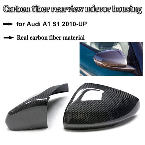 2010-2019 A1 S1 Rear View Mirror Cover for Audi A1 S1 2010-UP Real Dry Carbon Mirror Cover Add on Style Rearview Mirror Shell