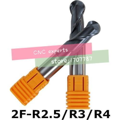 3PCS radius 2.5 3.0 4.0MM HRC50 2 flutes Tungsten Carbide Ball Nose End Mill set milling cutter