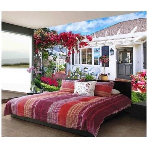 3d customized wallpaper Home Decoration Garden Villa Flower rattan backdrop photo wallpaper for walls