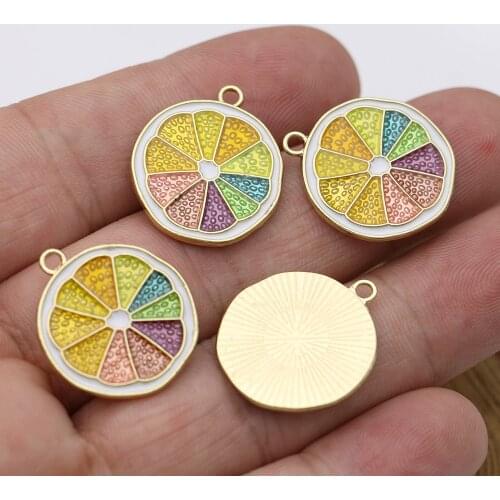 5Pcs Gold Color Enamel Lemon Charms Pendant for Jewelry Making Earrings Bracelet Necklace Accessories DIY Craft Findings
