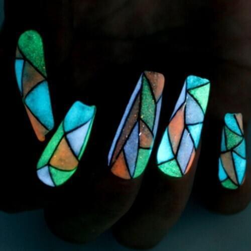 6BOX GLOW-IN-THE-DARK CANDY-COLOR Nail Luminous Flashing Glitter Powder Starlight Suger Diamonds Nail ART DIY Fine POWDER FT128