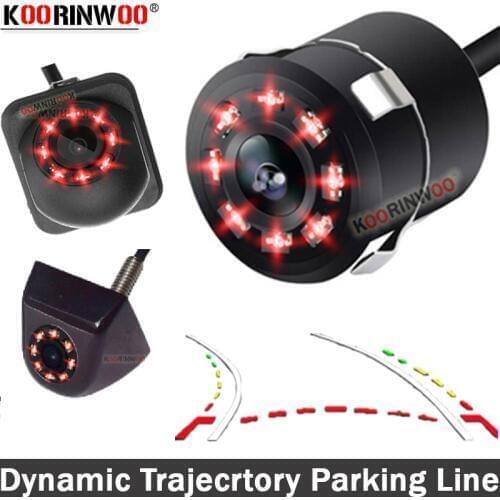 Koorinwoo Dynamic trajectory Car Parking Trunk camera 8 Lights Moving Parking Line Car Reverse Camera Rear Backup Parking System