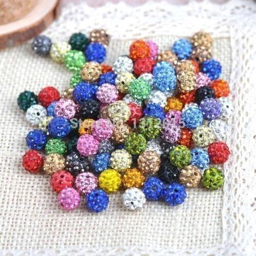 25 kinds of color 100pcs/lot 8mm Clay Paved Crystal Disco Rhinestone Ball Shape Beads DIY For jewelry making S0008