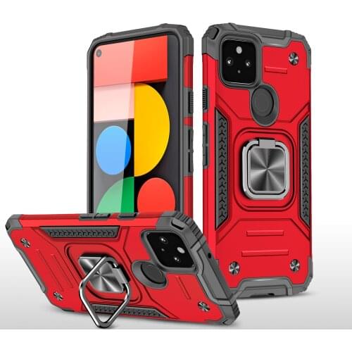 Ring Holder Case For Google Pixel 5 5A 4A Luxury Magnet Car Bracket Silicone Shockproof Armor PC TPU Soft Shell Phone Back Cover