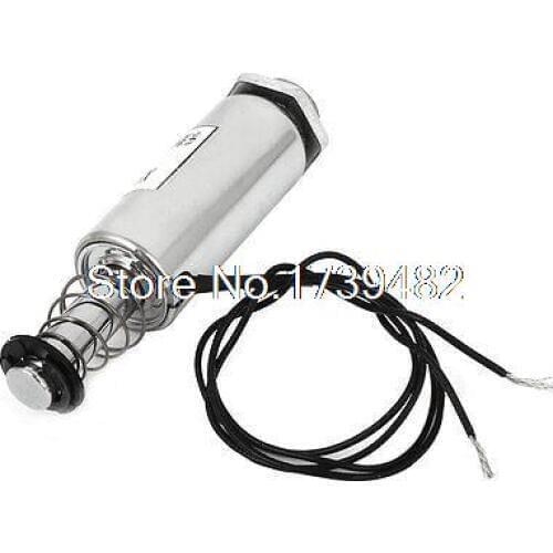 DC 24V 16mm Pull Type Tubular Solenoid Electromagnet w Spring Return