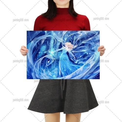 Disney Cartoon Frozen Elsa Princess Movie Canvas Print Painting Wall Art Poster Pictures for Kids Bedroom Living Room Decor