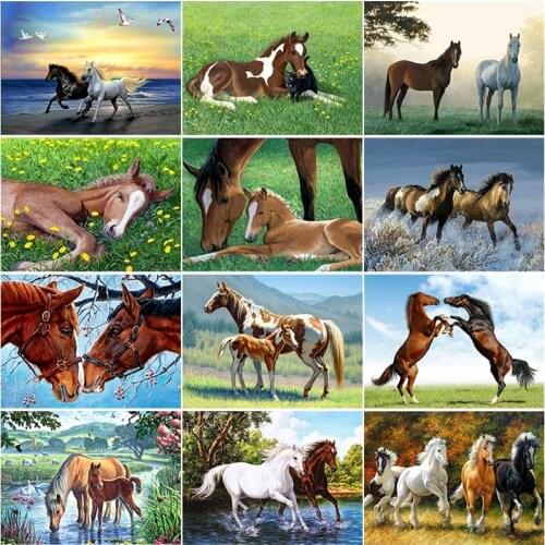 DIY Horse 5D Diamond Painting Full Round Drill Embroidery Cross Stitch Mosaic Picture Rhinestones Artwork Decor For Interior