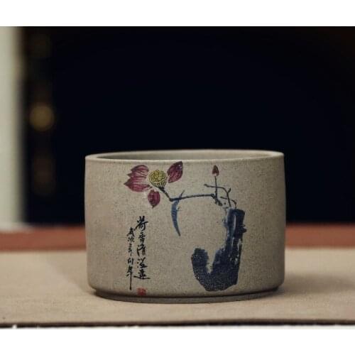 Porcelain Grotto Flower Pot Chinese Style Retro Small Garden Potted Pine Tree Lotus Ceramic Bonsai Creative Succulent Plant Pots