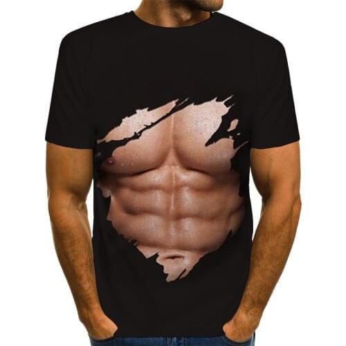 UNEY Muscle T-Shirt US Size Shirt Sexy Funny Tees 3D Pattern Short Sleeve For men Exaggerated Top