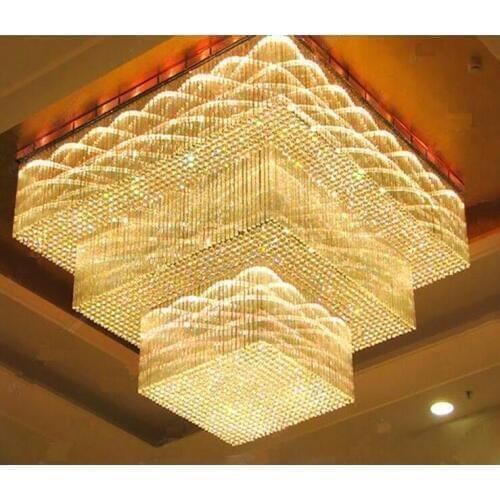 Hotel large-scale engineering lights square hotel LED crystal lamp villa club KTV ceiling lamp living room led lighting fixture