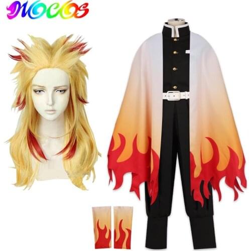 DIOCOS Demon Slayer Kimetsu No Yaiba Rengoku Kyoujurou Cosplay Costume Wigs