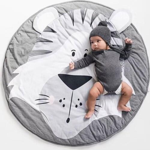 90CM Animal Baby Play Mats Newborn Infant Round Crawling Mat Soft Sleeping Mat Cotton Climbing Carpet Floor Play Rugs Kids Room