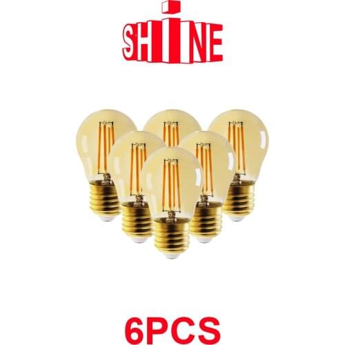 4W G45 Retro Edison Filament Bulb E27 Bombillas 220V Vintage Lamp 6pcs/lot 2700K Gold Glass Inner Decoration