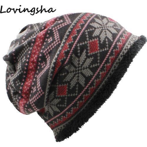 LOVINGSHA Skullies Beanies Girl Fashion Scarf Brand Autumn Winter Vintage Design Dual-use Hats For Women Warm Ladies HT061