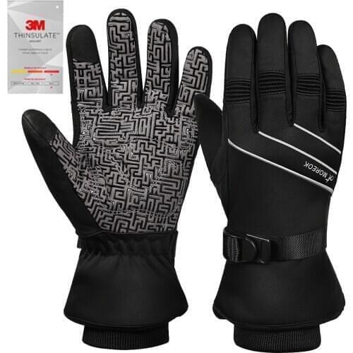 MOREOK Ski Gloves 3M Thinsulate Full Finger Thermal Gloves Touchscreen Winter Cycling Gloves Warm Motorcycle Glove for Men Women