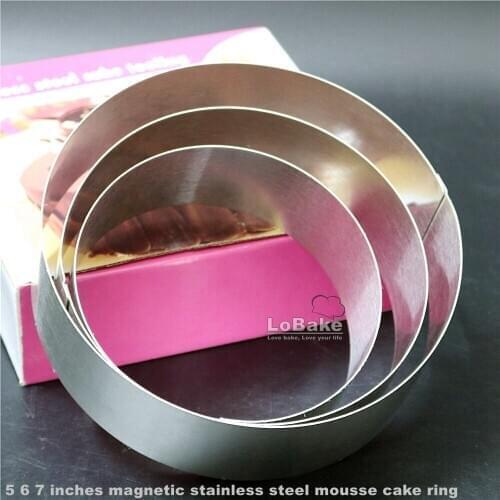 3pcs 5 6 7 inches roun shape thick magnetic brushed finishing surface 304 stainless steel mousse cake ring mold bakeware tool