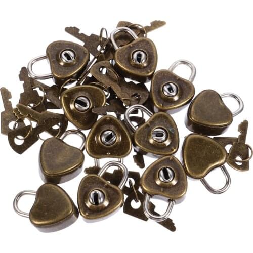 12pcs Practical Heart Shape Padlock Mini Cabinet Lock Drawer Lock for Luggage