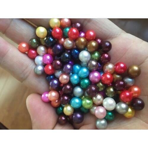 Trendy 10pcs/lot 7-8MM Perfectly Round Genuine Akoya Pearls Bright 27 Colors Oyster Pearls Love Wish Pearl Party Gifts ABH693