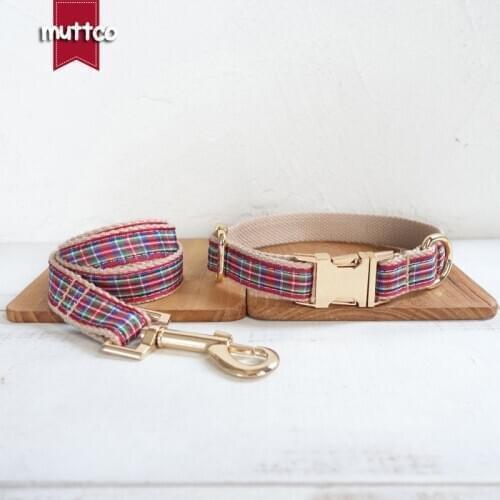 MUTTCO retailing British style collar for dog THE SCOTLAND plaid fashion dog collar 5 sizes UDC012J