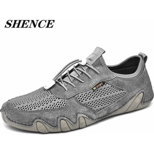 SHENCE Mens Casual Hiking Shoes Simple Man Flat Shoes Hollow Mesh Solid Fashion Men Tennis Sports Shoe Sandals Sneakers For Men