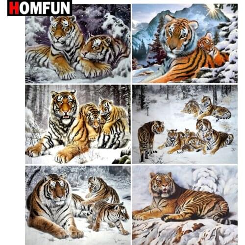 HOMFUN 3D Diamond Painting "Animal tiger" DIY Full Rhinestones Drill Cross-stitch Kits Square Round Diamond Embroidery