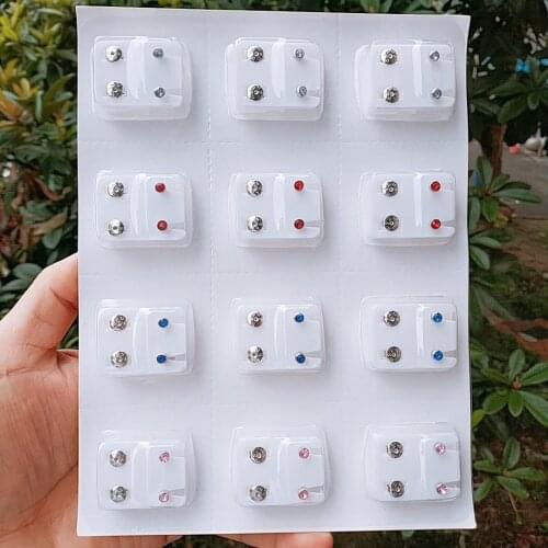 12 Pairs/Set Ear Piercing Tool Kits Earrings Needle Painless Stud Surgical Steel Disposable Ear-piercing Bullet Women Men A755