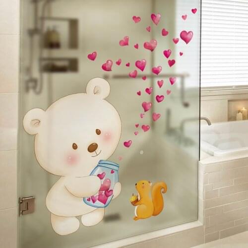 [SHIJUEHEZI] Cartoon Animals Wall Stickers DIY Bear Squirrel Wall Decals for Kids Rooms Baby Bedroom Nursery Home Decoration