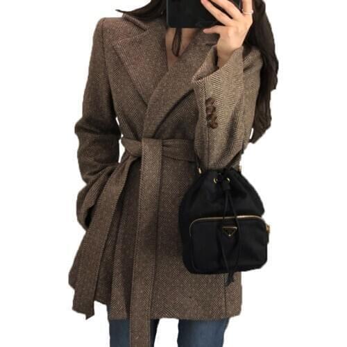 Autumn Women Wool Coat Long Sleeve Single Breasted Fashion Turn Down Female Blends Causal Loose Winter Outwear 2020