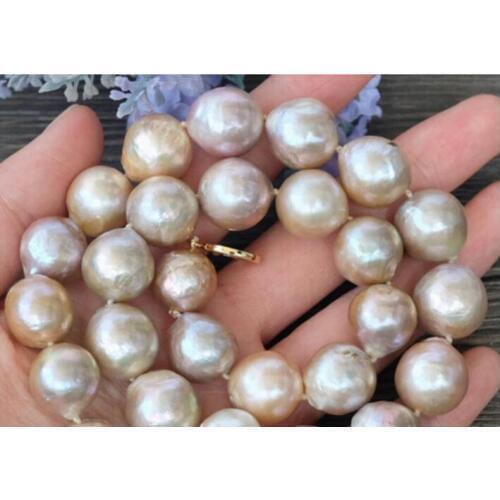 Natural Purple Edison Nucleated Flameball Baroque Pearl Necklace