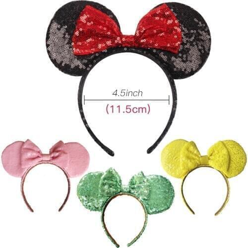 1PCS Bow Headwear Minnie Ears Headband Festival DIY Hair Accessories Hairband Christmas Sequin Hair Bows for girls women gift