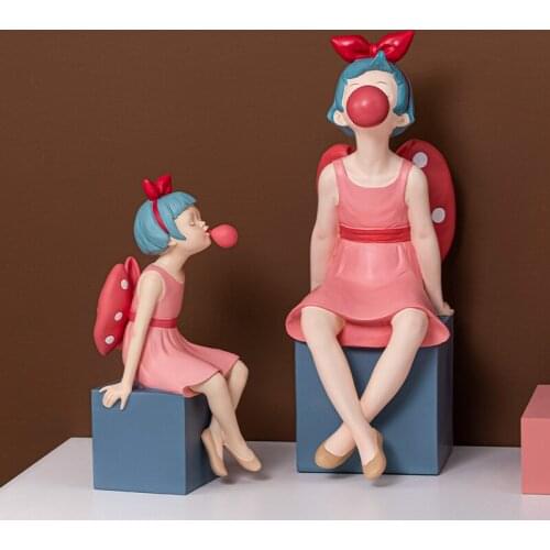 SIMPLE LUXURY BUBBLE GUM GIRL LARGE DECORATION LIVING ROOM BEDROOM CHARACTER STATUE PLACED MODERN HOME DECORATION BIRTHDAY GIFT