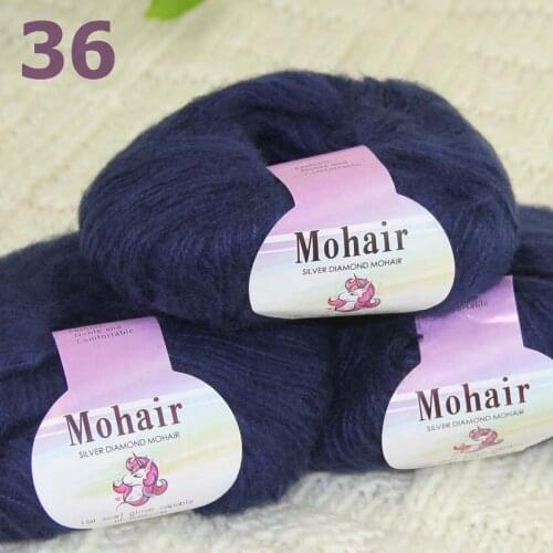Sale New 3BallsX25g Luxury Soft Mohair Warm Wrap Shawl Hand Knit Crochet Yarn 291-36 Navy