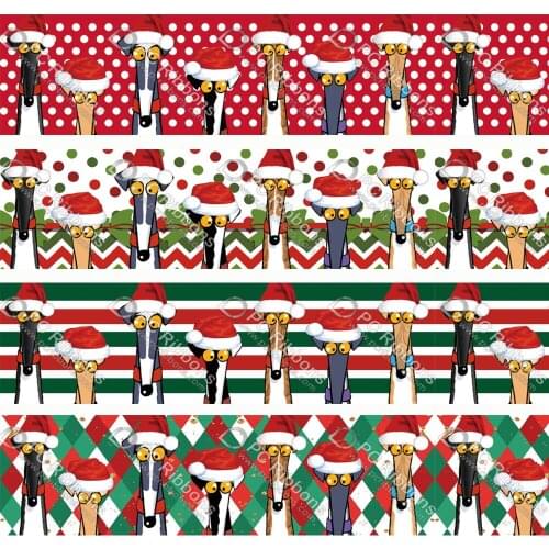 2" Christmas Greyhound Ribbon Cartoon Galgos Dog Custom for DIY Crafts Hair Bow Collar Lanyard/Satin /3" Grosgrain Ribbons CA363