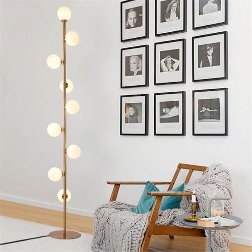 SGROW Art Decoration Indoor Lighting Standing Lamps for Bedroom Living Room 9 Glass Balls Floor Lamp Metal Body Lights Fixture