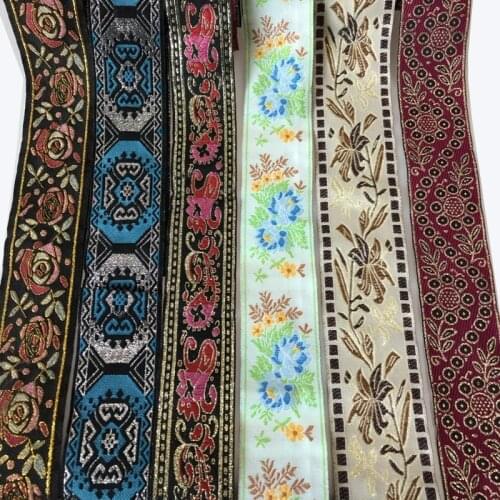 10yards/lot wide 3.5-4cm Woven Jacquard Ribbon geometric color stripe design for curtain and clothing accessory ZH-2710