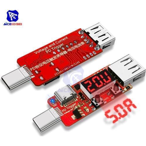 Type-C USB PD2.0 PD3.0 5V-20V Electrical Scam Power Trigger LED Digital USB Detector Tester Voltage Current Meter Tester