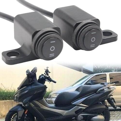 12V Motorcycle Waterproof Switch 10mm Mirror Mount Motorbike Headlight Hazard Brake Fog Lights ON-OFF-ON Switch Button Parts