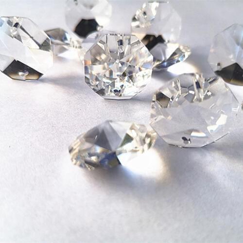 500pcs/lot 20mm K9 Crystal Octagon Beads in 2 Holes Prism Parts DIY Wedding Deoc Chandelier Lamp Beads Dress the Christmas Trees