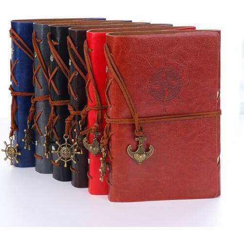 Spiral NoteBook Newest Diary Book Vintage Pirate Anchors PU leather Note Book Replaceable Xmas Gift Traveler Journal