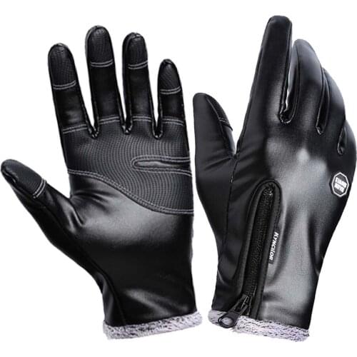 Winter Warm Mens Leather Gloves Black Touch Screen Gloves for Men Fashion Brand Winter Warm Mittens Full Finger Handschuhe