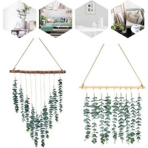 1 Set Simulation Eucalyptus Wall Hanging Artificial Plants Eye-catching Fadeless Wood Wall Hanging Eucalyptus Ornaments Decor