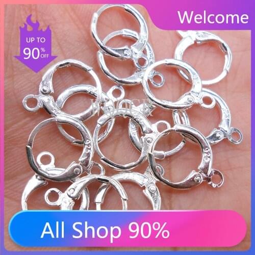 100/200PCS 925 Sterling Silver Lettering DIY Round Earrings Hook Wire Set Base Ring DIY Earrings Jewelry Accessories