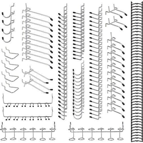 170 PCS Pegboard Hook ortment Pegboard Accessories, Pegboard Kit, Peg Hooks with Metal Hooks Set, Peg Locks