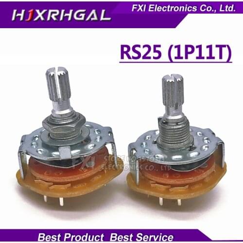 2PCS RS25 Band switch 1P11T Mount Rotary Switch Selector Band 1 Pole 11 Position Knob Switch Band Switches