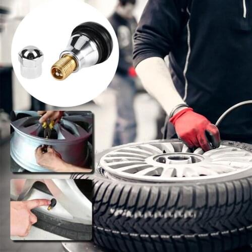 4pcs Black Car Motorcycle Chrome Alloy Tubeless Rubber Wheel Tire Valve Stems Complete TR412ac Chrome Caps Whole Sale Dropship